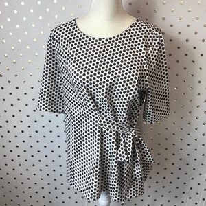 Ann Taylor Dot Printed Tie Waist Blouse